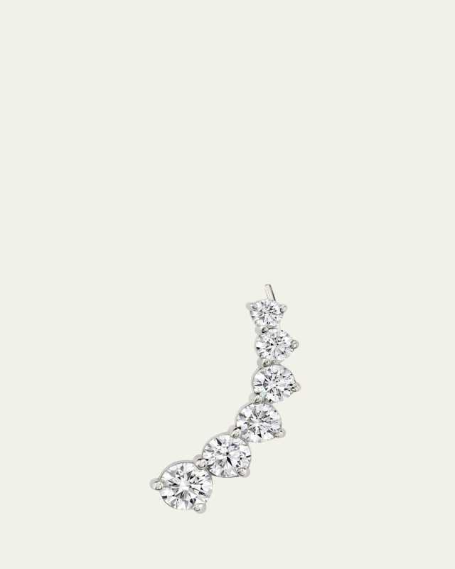 14K White Gold 6-Stone Brilliant Round Lab Grown Diamond Ear Climber, Single